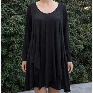 Annabelle Layered Flowy Tunic Dress Black Large